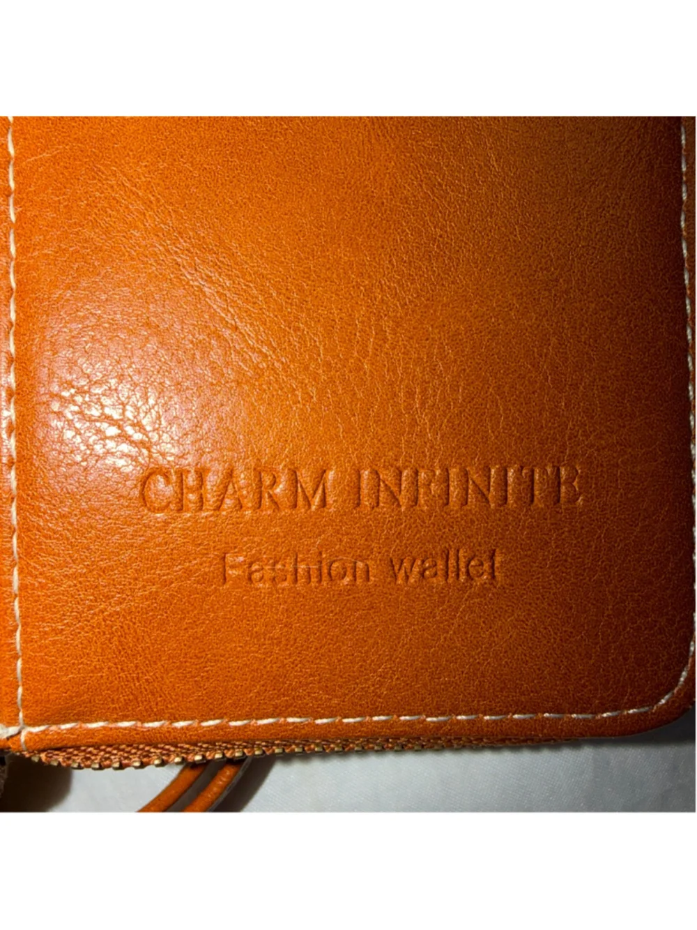 EUC Charm Infinite Vegan Leather Zip Around 2 section Fashion Wallet RFID Block